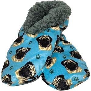 Confies Furry Pug Slippers One Size NWT